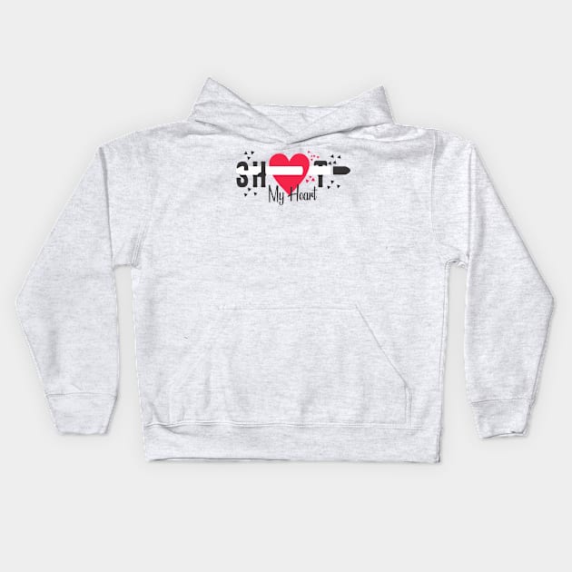 Shot My Heart Kids Hoodie by ugisdesign